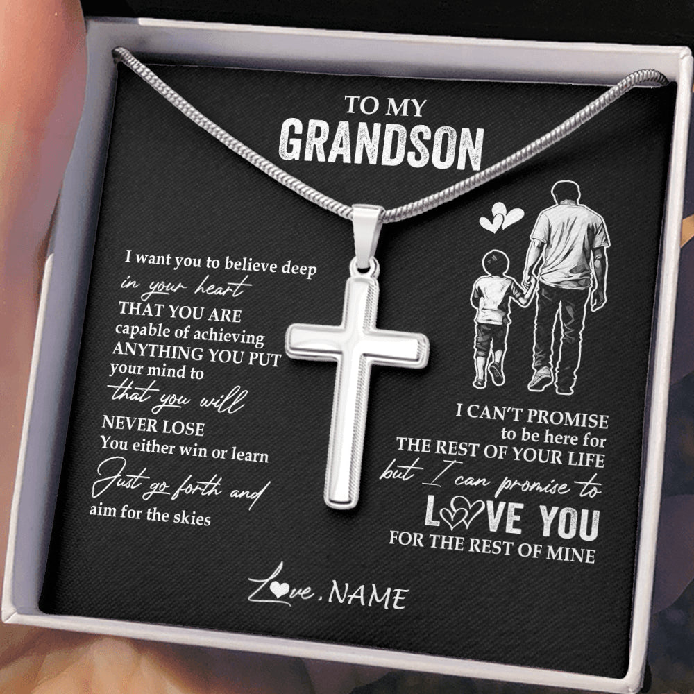 Personalized To My Grandson Necklace You Will Never Lose From Papa Grandpa Grandson Birthday Gifts Graduation Christmas Customized Gift Box Message Card