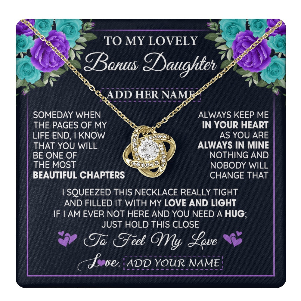 Personalized To My Lovely Bonus Daughter Necklace Gift From Stepdad Feel My Love Stepdaughter Birthday Mother's Day Christmas Gift Box Message Card