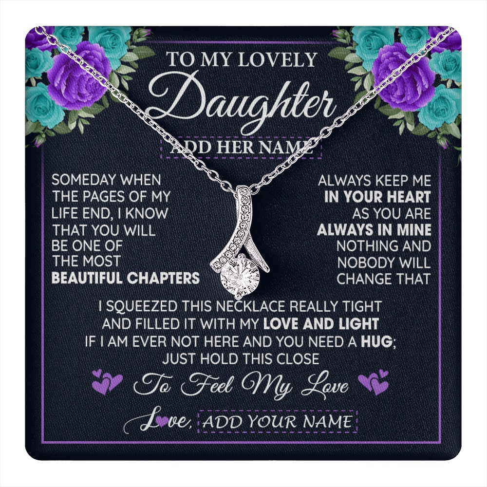 Personalized To My Lovely Daughter Necklace Gift From Mom Dad Mother Father Feel My Love Daughter Birthday Mother's Day Christmas Gift Box Message Card