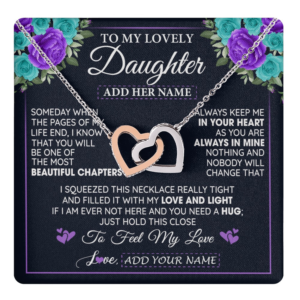 Personalized To My Lovely Daughter Necklace Gift From Mom Dad Mother Father Feel My Love Daughter Birthday Mother's Day Christmas Gift Box Message Card