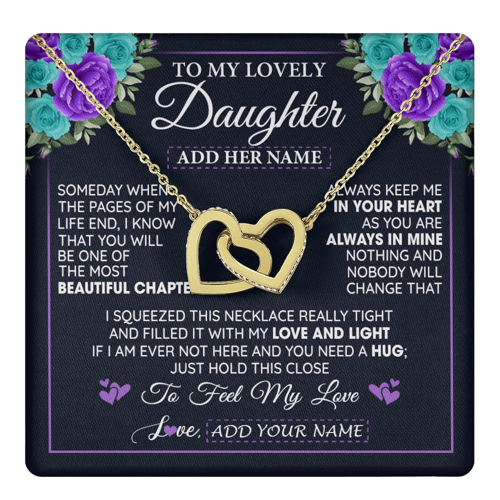 Personalized To My Lovely Daughter Necklace Gift From Mom Dad Mother Father Feel My Love Daughter Birthday Mother's Day Christmas Gift Box Message Card