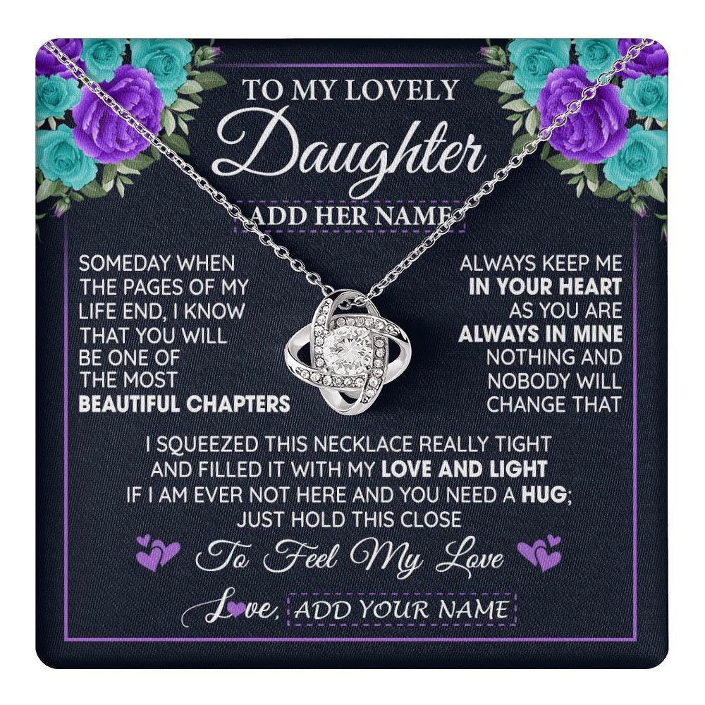 Personalized To My Lovely Daughter Necklace Gift From Mom Dad Mother Father Feel My Love Daughter Birthday Mother's Day Christmas Gift Box Message Card