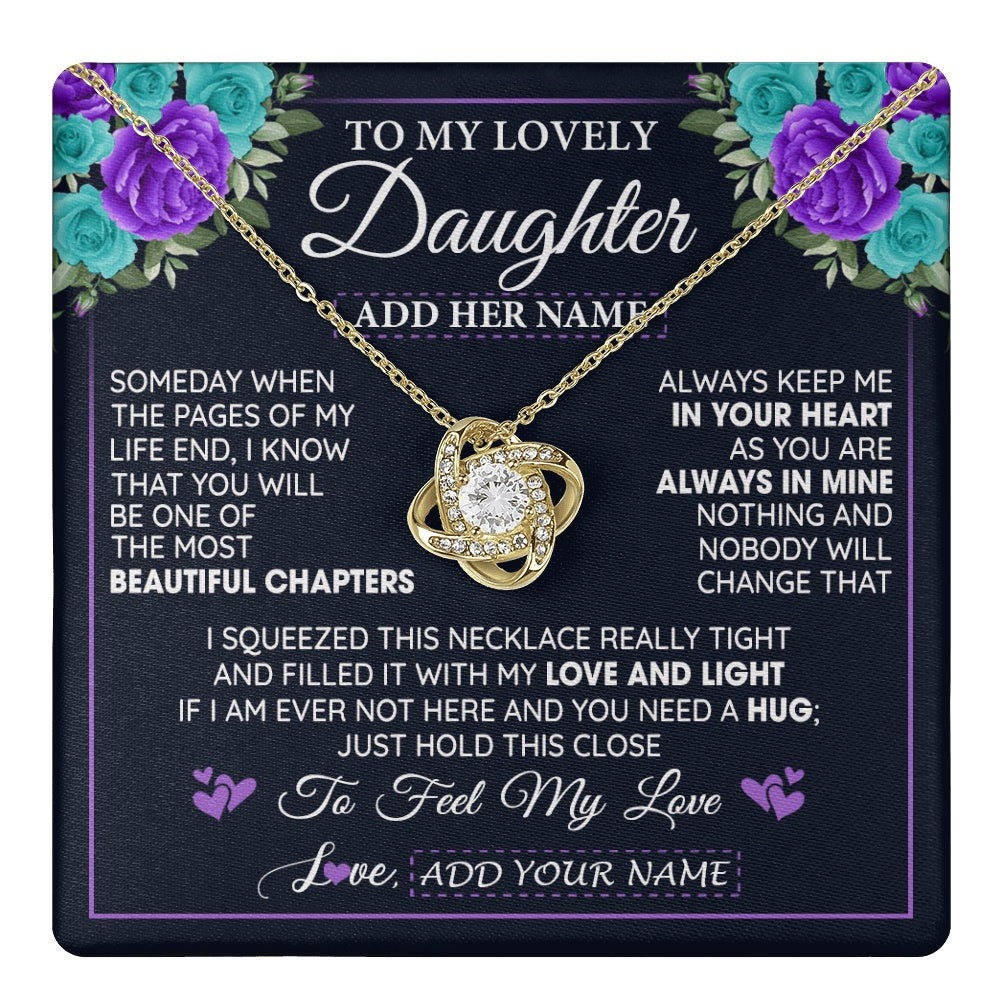 Personalized To My Lovely Daughter Necklace Gift From Mom Dad Mother Father Feel My Love Daughter Birthday Mother's Day Christmas Gift Box Message Card