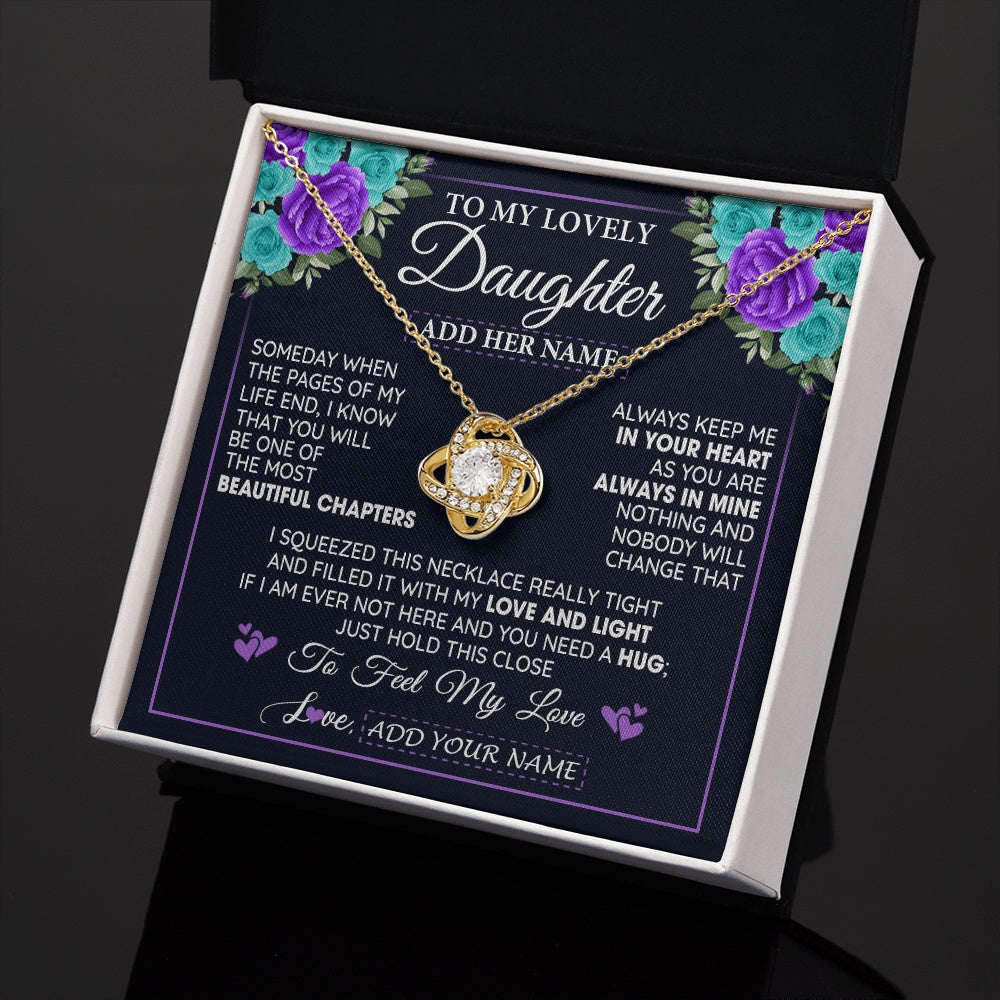 Personalized To My Lovely Daughter Necklace Gift From Mom Dad Mother Father Feel My Love Daughter Birthday Mother's Day Christmas Gift Box Message Card