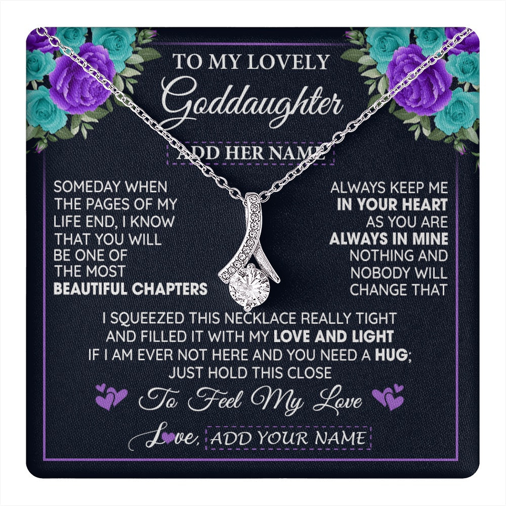 Personalized To My Lovely Goddaughter Necklace Gift From Godmother Uncle Feel My Love Goddaughter Birthday Mother's Day Christmas Gift Box Message Card