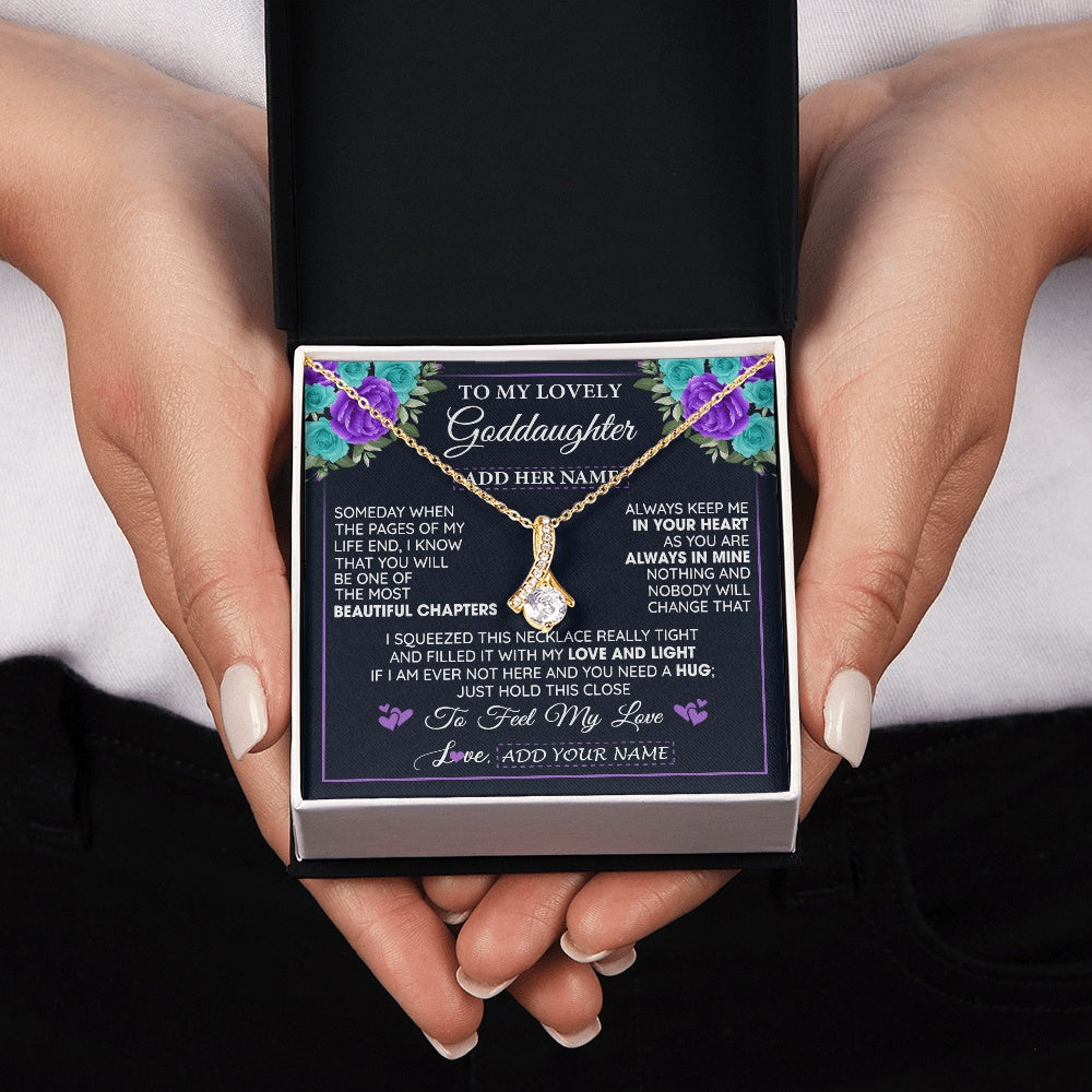 Personalized To My Lovely Goddaughter Necklace Gift From Godmother Uncle Feel My Love Goddaughter Birthday Mother's Day Christmas Gift Box Message Card