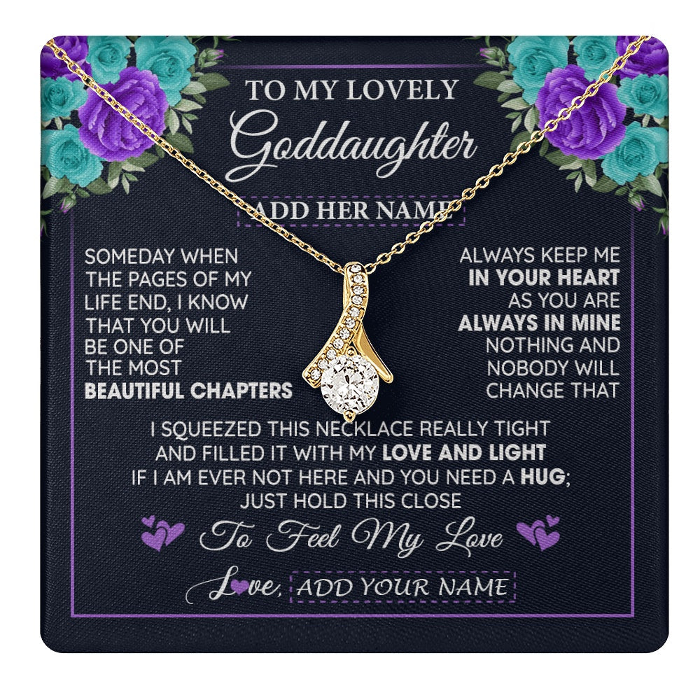 Personalized To My Lovely Goddaughter Necklace Gift From Godmother Uncle Feel My Love Goddaughter Birthday Mother's Day Christmas Gift Box Message Card