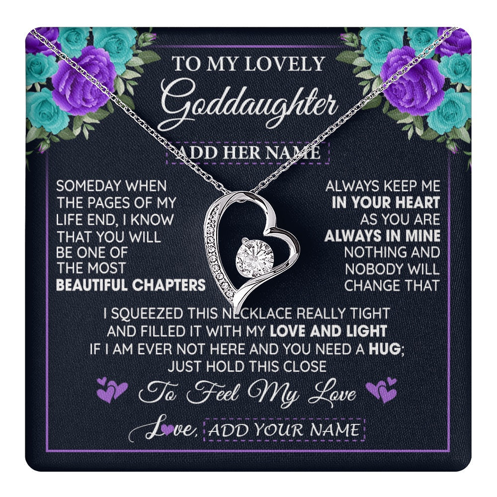 Personalized To My Lovely Goddaughter Necklace Gift From Godmother Uncle Feel My Love Goddaughter Birthday Mother's Day Christmas Gift Box Message Card