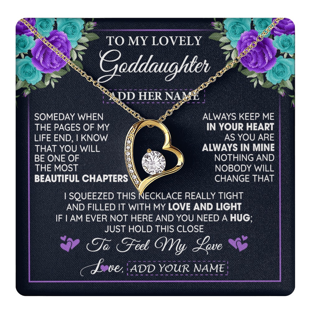 Personalized To My Lovely Goddaughter Necklace Gift From Godmother Uncle Feel My Love Goddaughter Birthday Mother's Day Christmas Gift Box Message Card