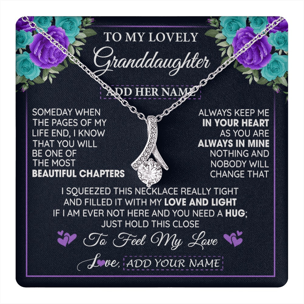 Personalized To My Lovely Granddaughter Necklace Gift From Granparents Feel My Love Granddaughter Birthday Mother's Day Christmas Gift Box Message Card