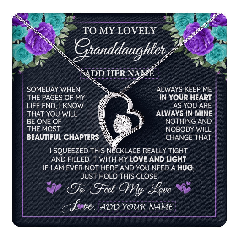 Personalized To My Lovely Granddaughter Necklace Gift From Granparents Feel My Love Granddaughter Birthday Mother's Day Christmas Gift Box Message Card
