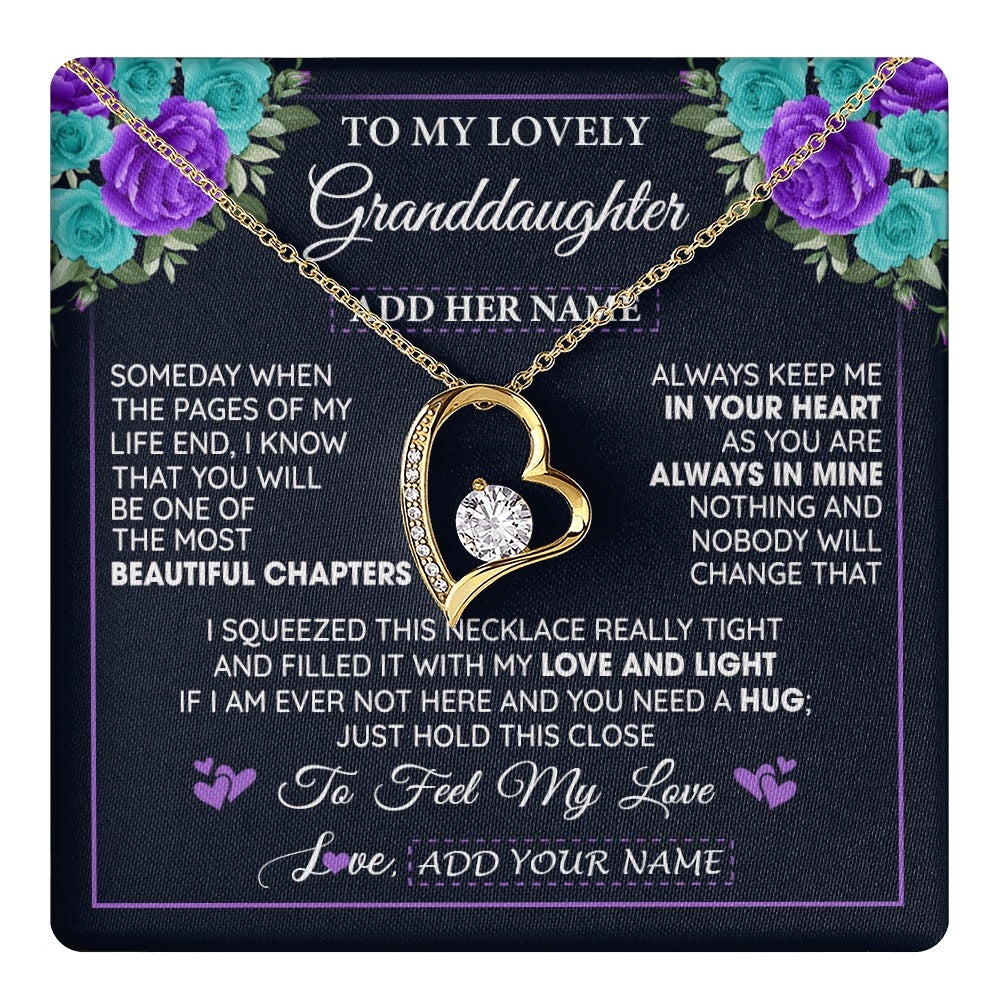 Personalized To My Lovely Granddaughter Necklace Gift From Granparents Feel My Love Granddaughter Birthday Mother's Day Christmas Gift Box Message Card