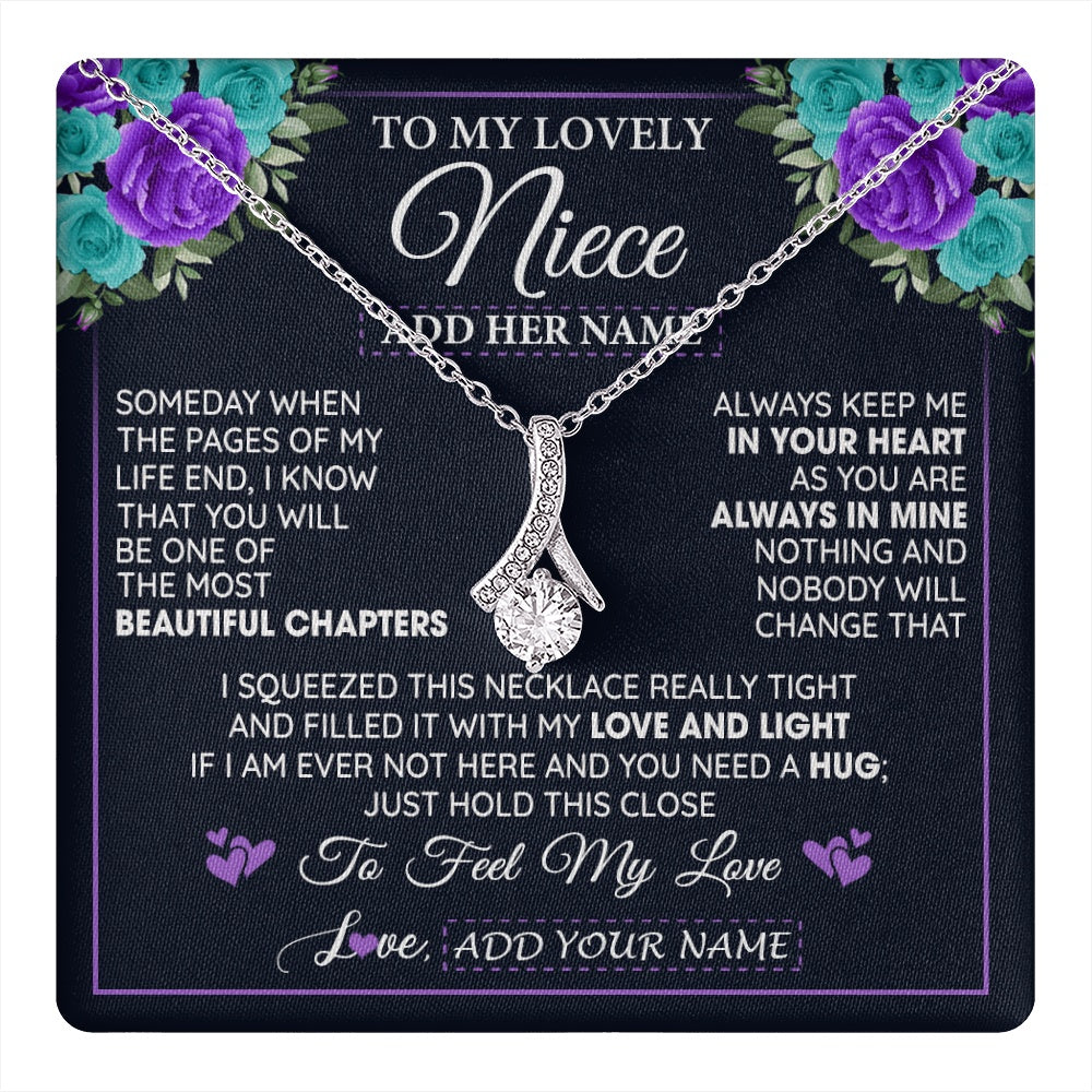 Personalized To My Lovely Niece Necklace Gift From Uncle Aunt Feel My Love Niece Birthday Mother's Day Christmas Customized Gift Box Message Card