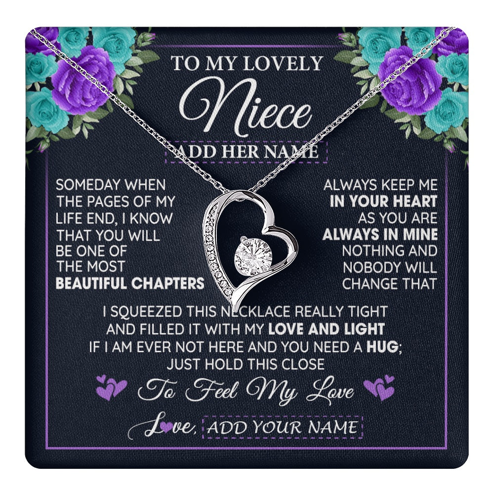 Personalized To My Lovely Niece Necklace Gift From Uncle Aunt Feel My Love Niece Birthday Mother's Day Christmas Customized Gift Box Message Card