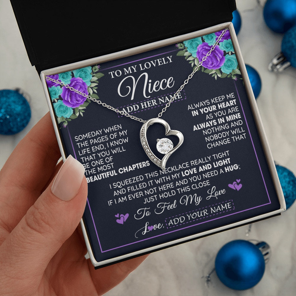 Personalized To My Lovely Niece Necklace Gift From Uncle Aunt Feel My Love Niece Birthday Mother's Day Christmas Customized Gift Box Message Card