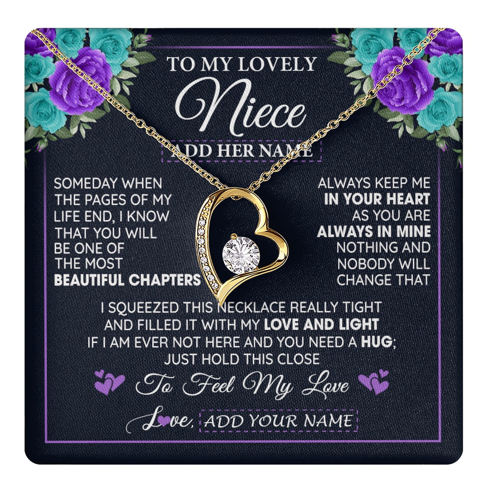 Personalized To My Lovely Niece Necklace Gift From Uncle Aunt Feel My Love Niece Birthday Mother's Day Christmas Customized Gift Box Message Card