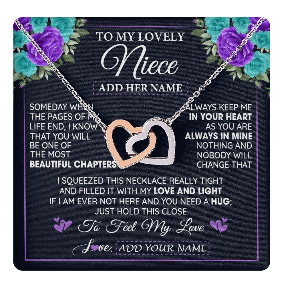 Personalized To My Lovely Niece Necklace Gift From Uncle Aunt Feel My Love Niece Birthday Mother's Day Christmas Customized Gift Box Message Card