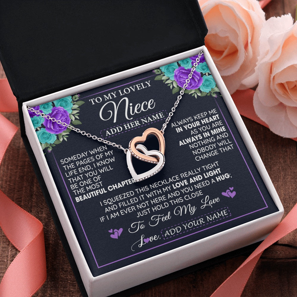 Personalized To My Lovely Niece Necklace Gift From Uncle Aunt Feel My Love Niece Birthday Mother's Day Christmas Customized Gift Box Message Card