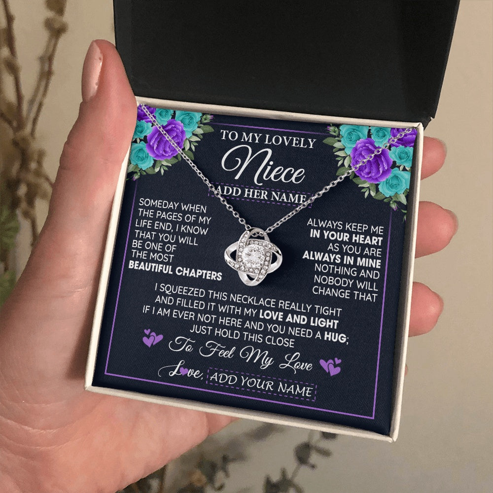 Personalized To My Lovely Niece Necklace Gift From Uncle Aunt Feel My Love Niece Birthday Mother's Day Christmas Customized Gift Box Message Card