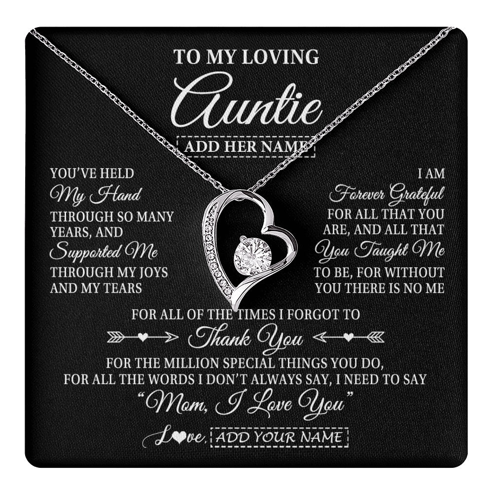 Personalized To My Loving Auntie Necklace From Niece You've Help My Hand Auntie Gift From Nephew Auntie Birthday Gifts Mothers Day Custom Gift Box Message Card