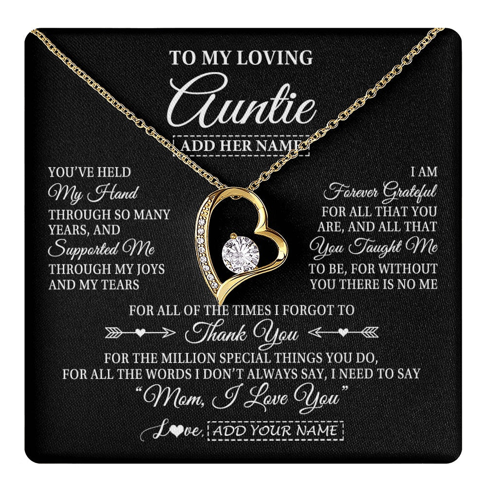 Personalized To My Loving Auntie Necklace From Niece You've Help My Hand Auntie Gift From Nephew Auntie Birthday Gifts Mothers Day Custom Gift Box Message Card