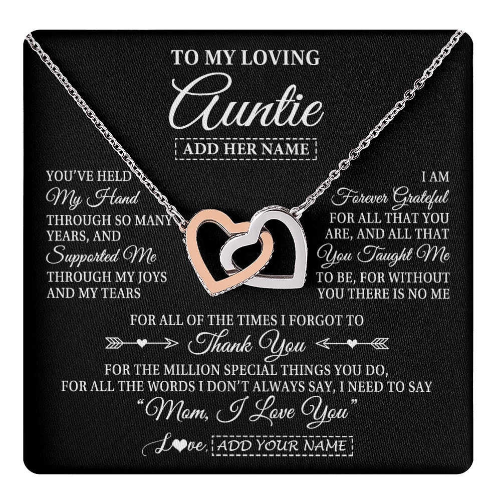 Personalized To My Loving Auntie Necklace From Niece You've Help My Hand Auntie Gift From Nephew Auntie Birthday Gifts Mothers Day Custom Gift Box Message Card