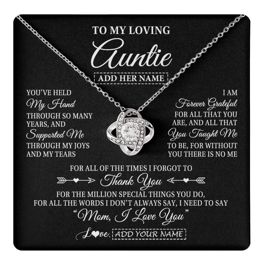 Personalized To My Loving Auntie Necklace From Niece You've Help My Hand Auntie Gift From Nephew Auntie Birthday Gifts Mothers Day Custom Gift Box Message Card
