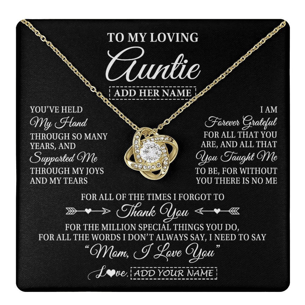 Personalized To My Loving Auntie Necklace From Niece You've Help My Hand Auntie Gift From Nephew Auntie Birthday Gifts Mothers Day Custom Gift Box Message Card