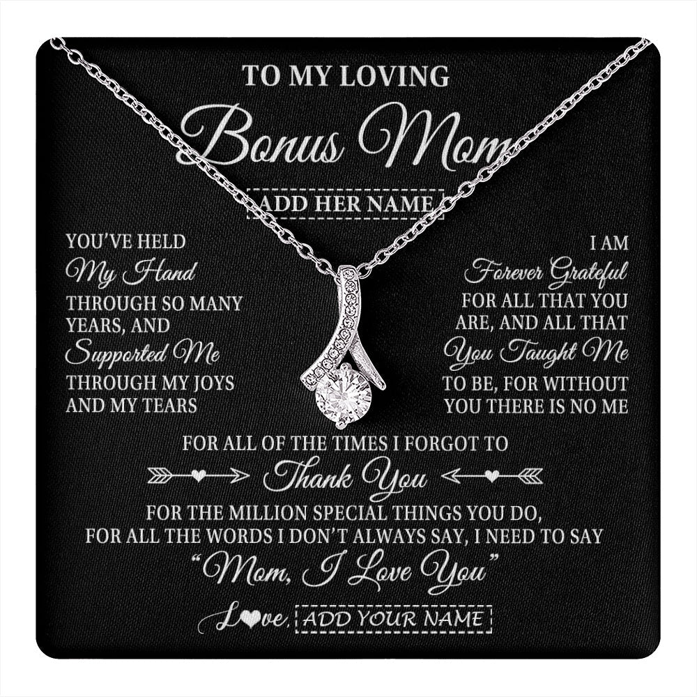 Personalized To My Loving Bonus Mom Necklace From Stepdaughter You've Help My Hand Stepmom Gift Step Mom Birthday Gifts Mothers Day Gift Box Message Card