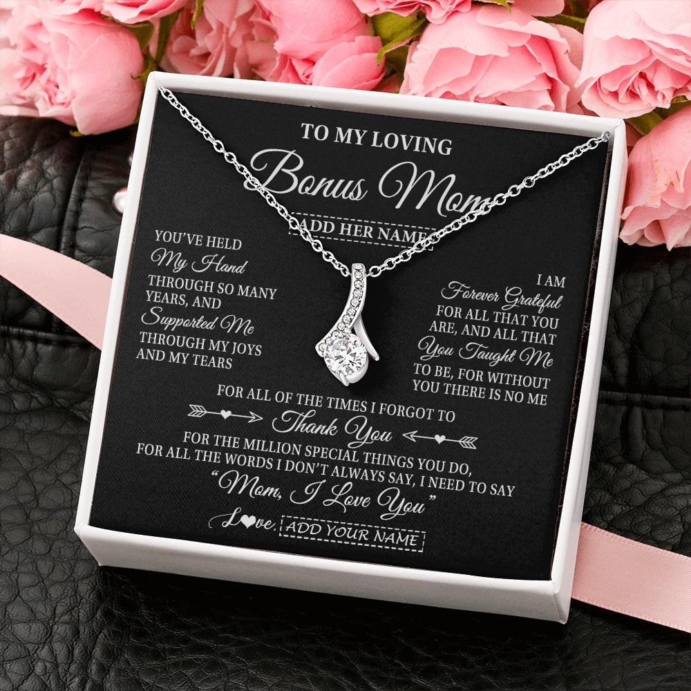 Personalized To My Loving Bonus Mom Necklace From Stepdaughter You've Help My Hand Stepmom Gift Step Mom Birthday Gifts Mothers Day Gift Box Message Card