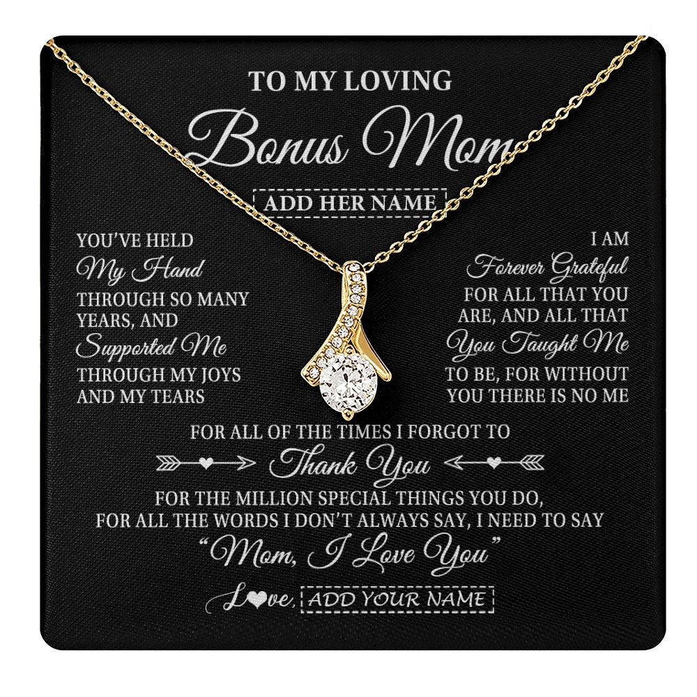 Personalized To My Loving Bonus Mom Necklace From Stepdaughter You've Help My Hand Stepmom Gift Step Mom Birthday Gifts Mothers Day Gift Box Message Card