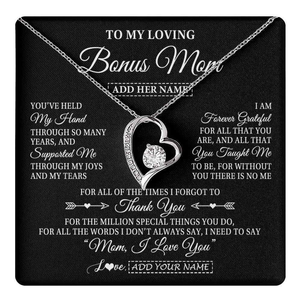 Personalized To My Loving Bonus Mom Necklace From Stepdaughter You've Help My Hand Stepmom Gift Step Mom Birthday Gifts Mothers Day Gift Box Message Card