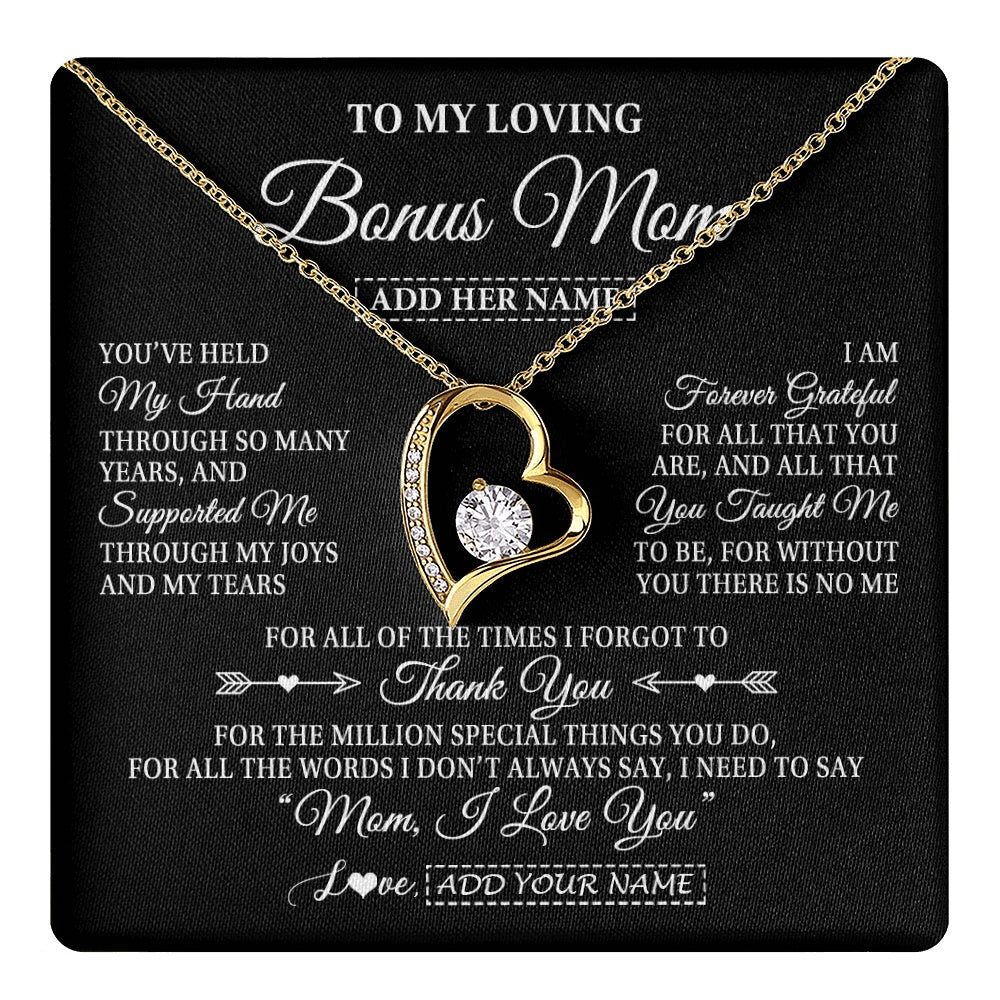 Personalized To My Loving Bonus Mom Necklace From Stepdaughter You've Help My Hand Stepmom Gift Step Mom Birthday Gifts Mothers Day Gift Box Message Card