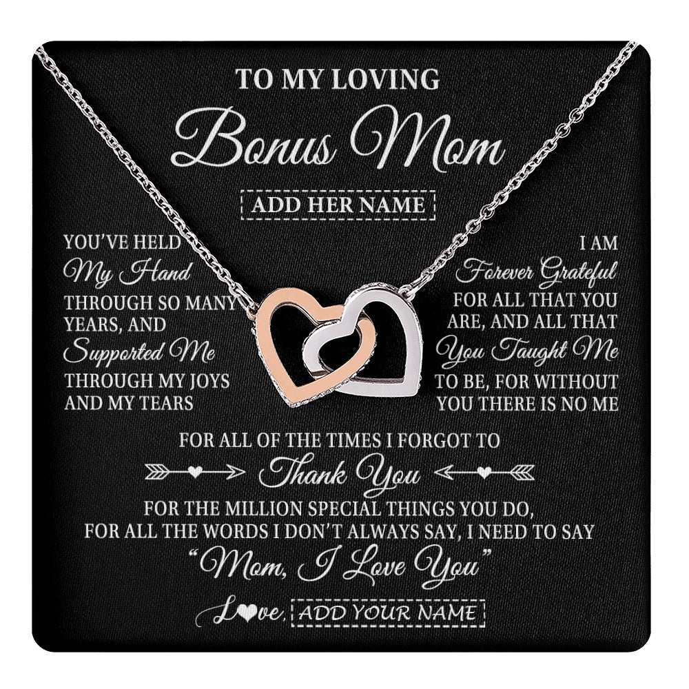Personalized To My Loving Bonus Mom Necklace From Stepdaughter You've Help My Hand Stepmom Gift Step Mom Birthday Gifts Mothers Day Gift Box Message Card