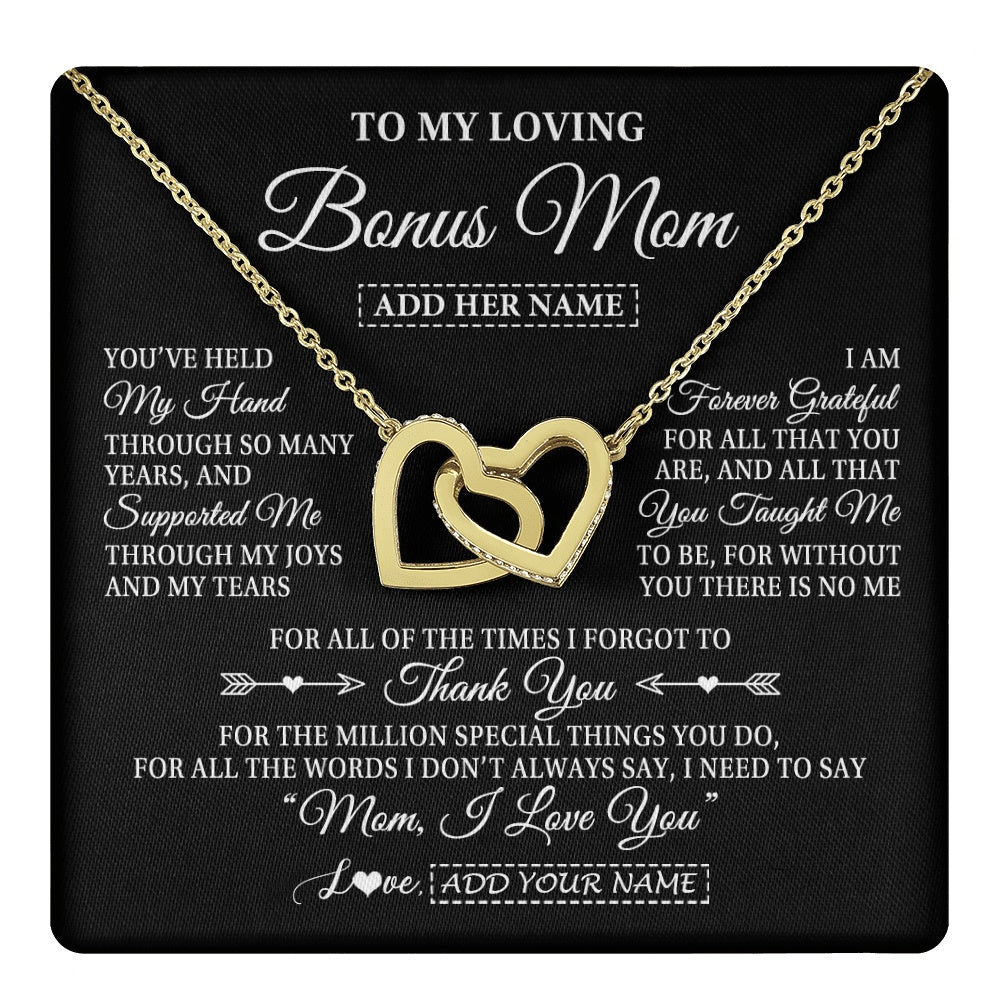Personalized To My Loving Bonus Mom Necklace From Stepdaughter You've Help My Hand Stepmom Gift Step Mom Birthday Gifts Mothers Day Gift Box Message Card