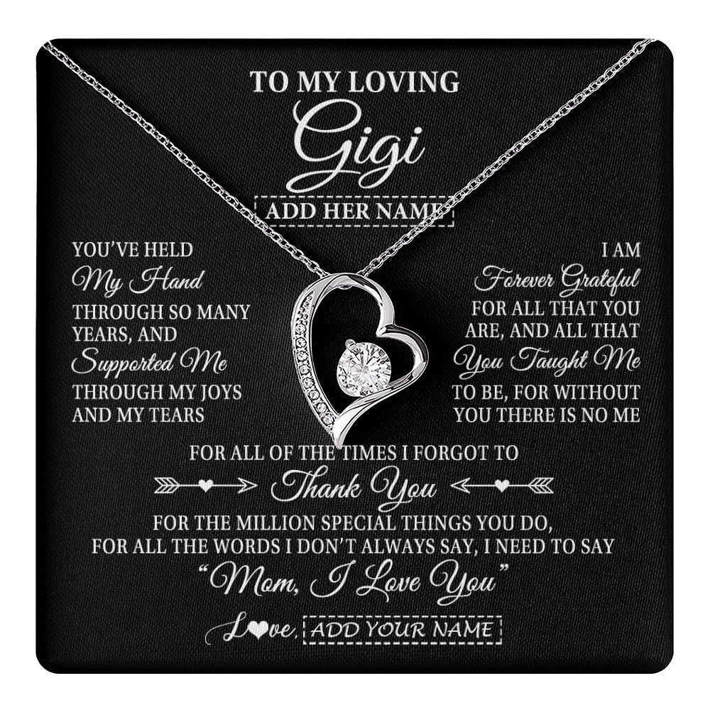 Personalized To My Loving Gigi Necklace From Granddaughter You've Help My Hand Gigi Gift From Grandson Gigi Birthday Gifts Mothers Day Gift Box Message Card