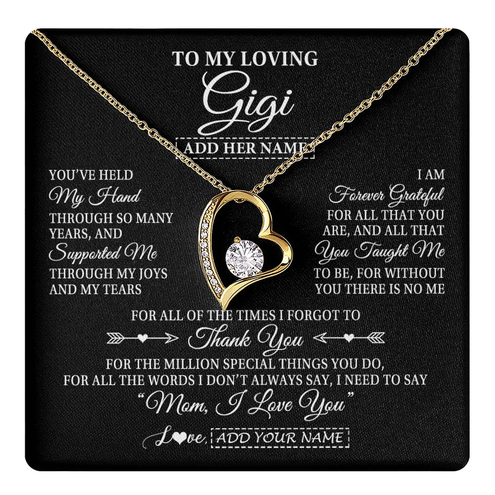Personalized To My Loving Gigi Necklace From Granddaughter You've Help My Hand Gigi Gift From Grandson Gigi Birthday Gifts Mothers Day Gift Box Message Card