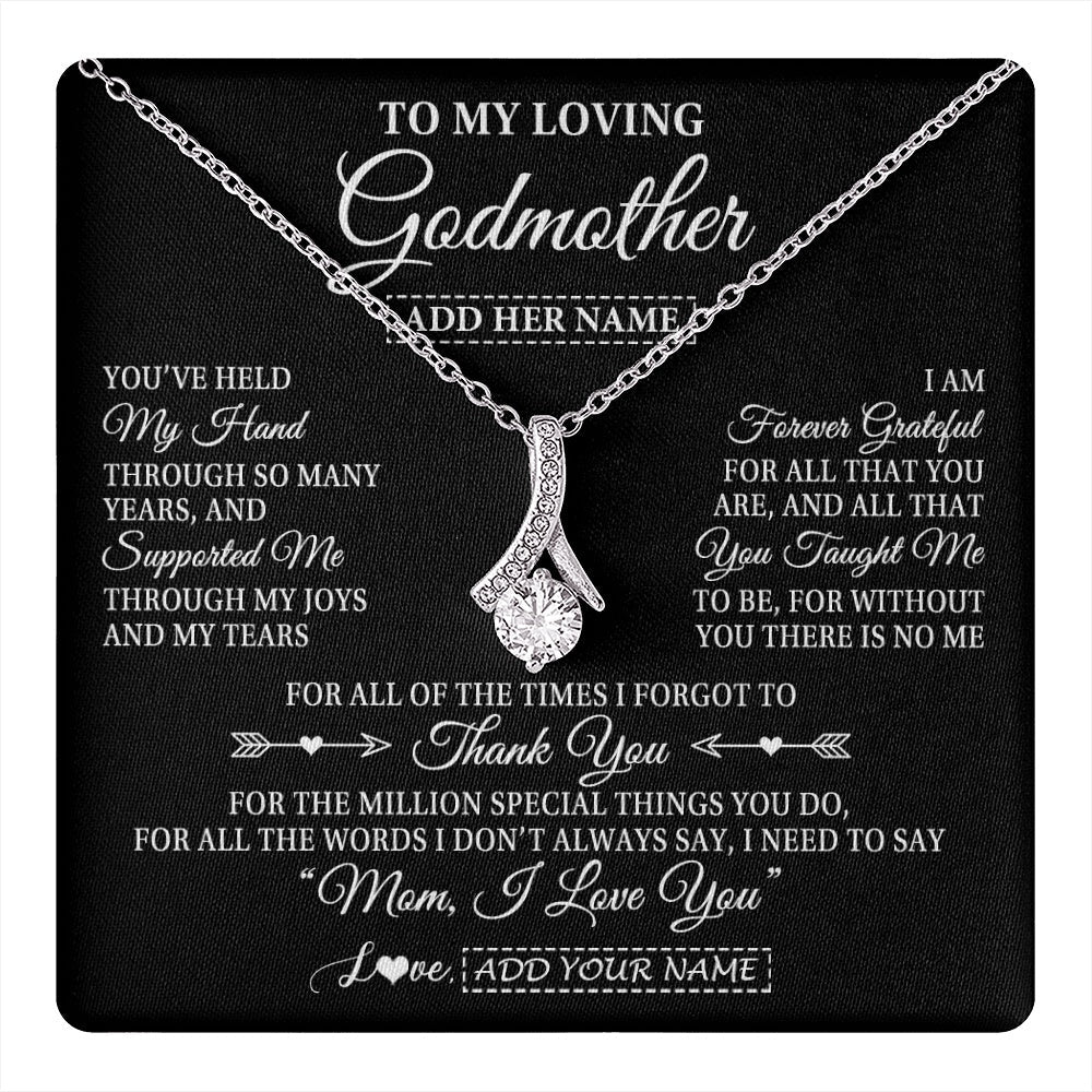 Personalized To My Loving Godmother Necklace From Niece You've Help My Hand Aunt Gift From Godchild Godmother Birthday Gifts Mothers Day Gift Box Message Card