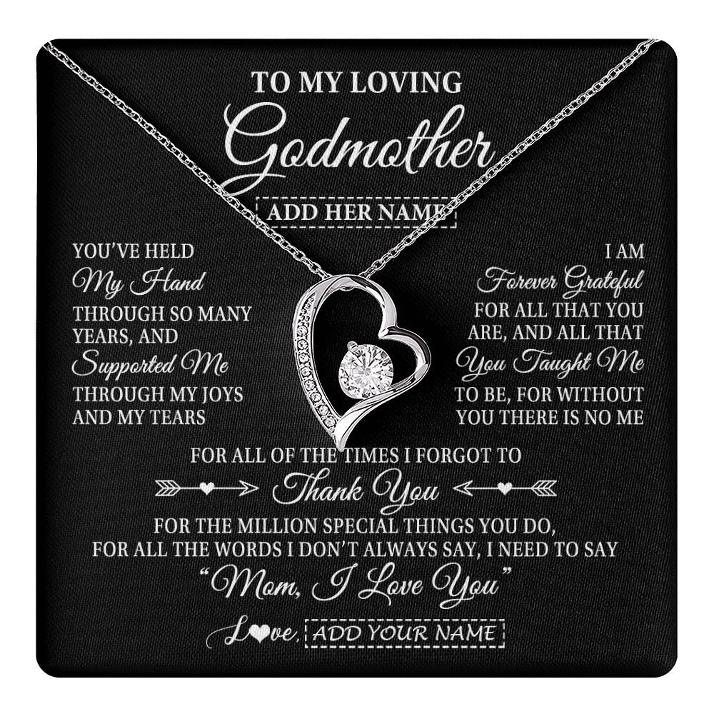 Personalized To My Loving Godmother Necklace From Niece You've Help My Hand Aunt Gift From Godchild Godmother Birthday Gifts Mothers Day Gift Box Message Card
