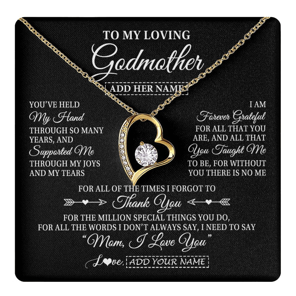 Personalized To My Loving Godmother Necklace From Niece You've Help My Hand Aunt Gift From Godchild Godmother Birthday Gifts Mothers Day Gift Box Message Card