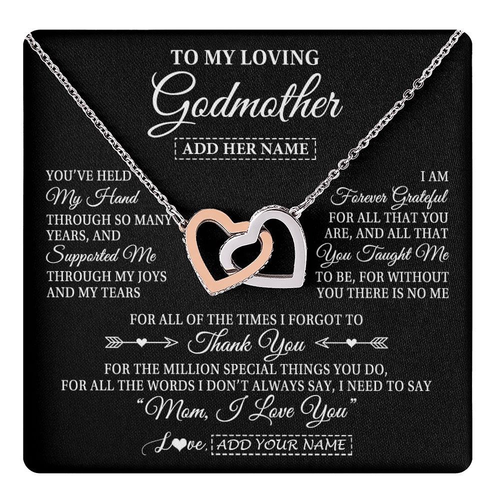 Personalized To My Loving Godmother Necklace From Niece You've Help My Hand Aunt Gift From Godchild Godmother Birthday Gifts Mothers Day Gift Box Message Card