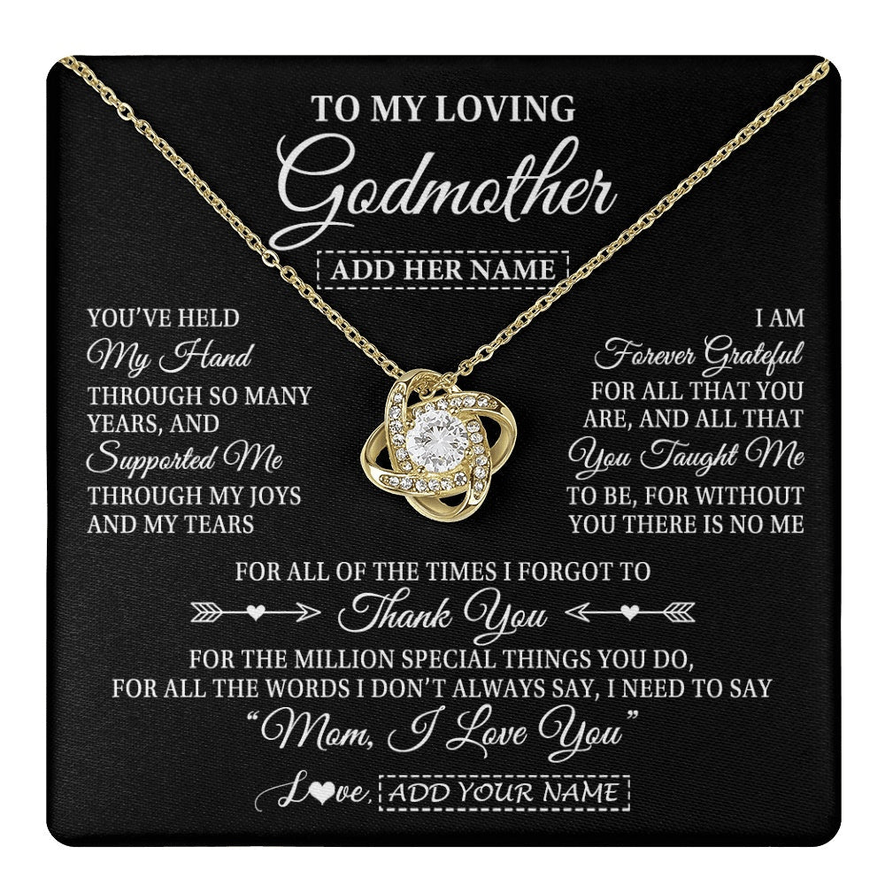 Personalized To My Loving Godmother Necklace From Niece You've Help My Hand Aunt Gift From Godchild Godmother Birthday Gifts Mothers Day Gift Box Message Card