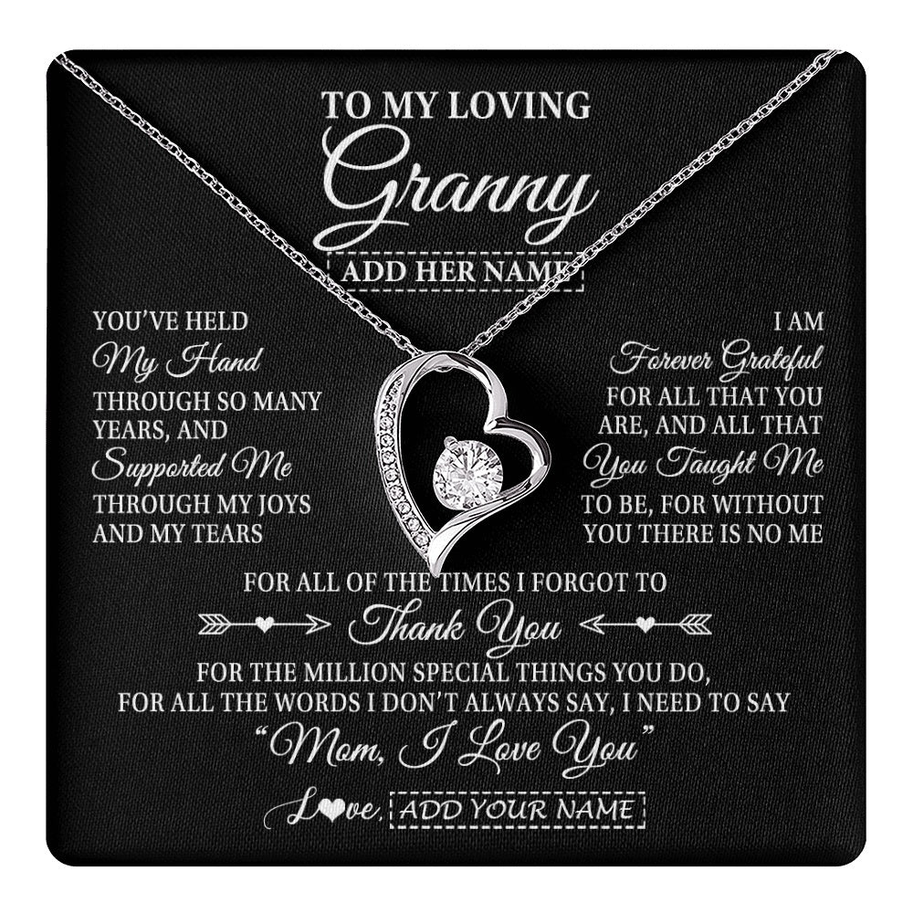 Personalized To My Loving Granny Necklace From Granddaughter You've Help My Hand Granny Gift From Grandson Granny Birthday Mothers Day Gift Box Message Card