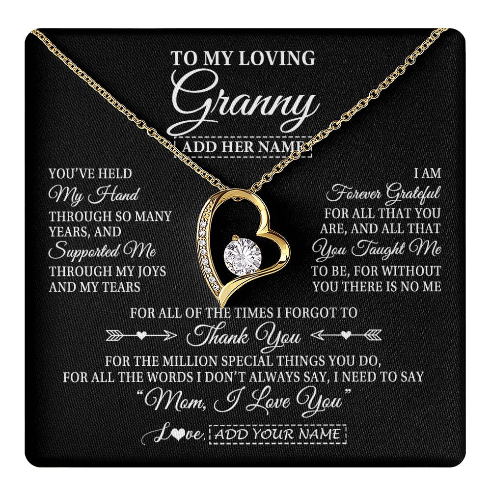 Personalized To My Loving Granny Necklace From Granddaughter You've Help My Hand Granny Gift From Grandson Granny Birthday Mothers Day Gift Box Message Card