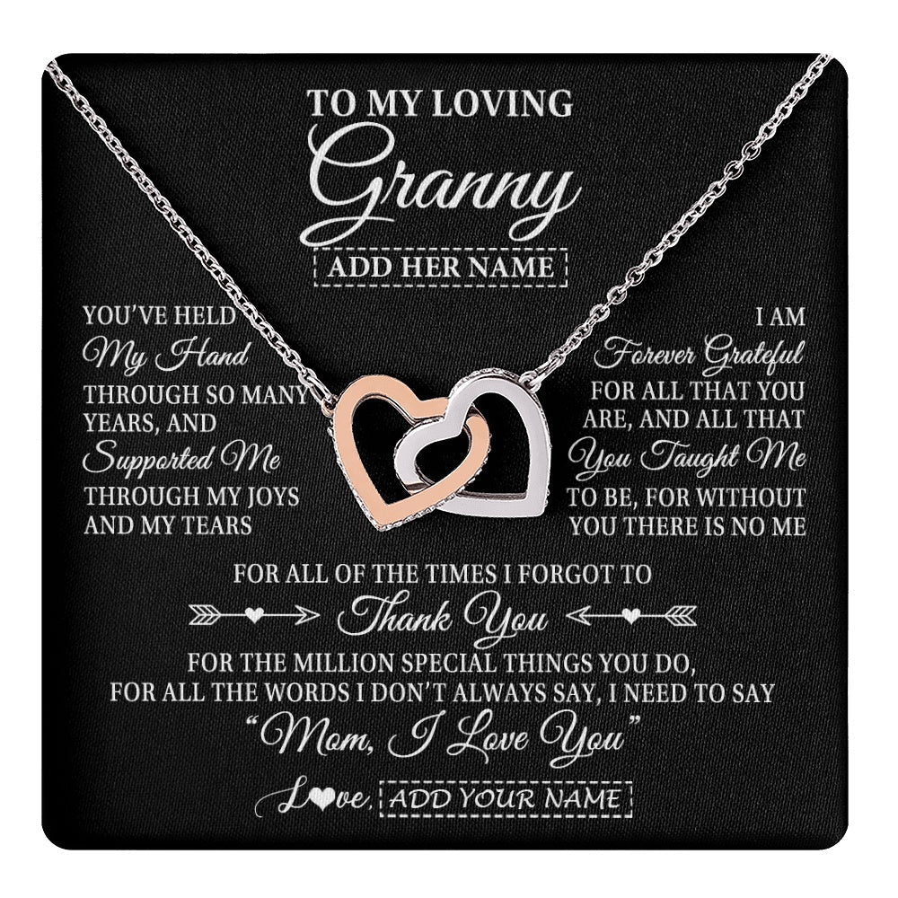 Personalized To My Loving Granny Necklace From Granddaughter You've Help My Hand Granny Gift From Grandson Granny Birthday Mothers Day Gift Box Message Card