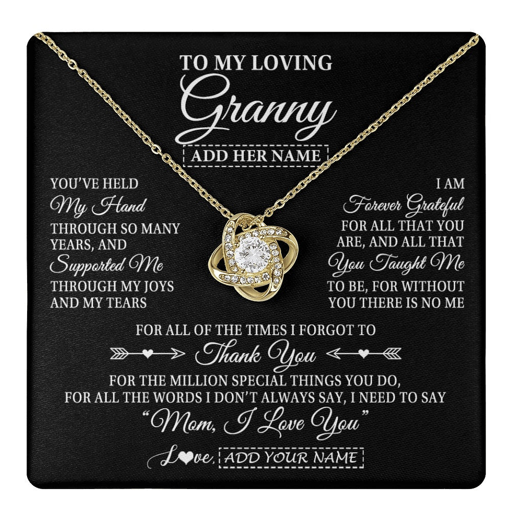 Personalized To My Loving Granny Necklace From Granddaughter You've Help My Hand Granny Gift From Grandson Granny Birthday Mothers Day Gift Box Message Card