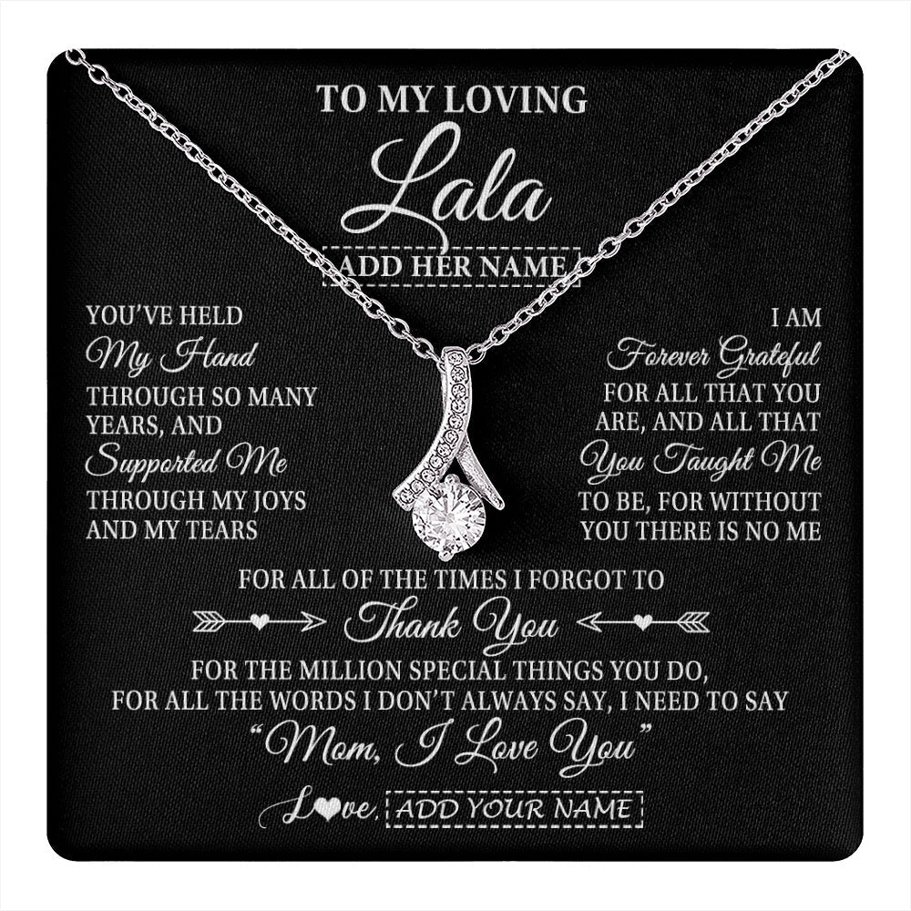 Personalized To My Loving Lala Necklace From Granddaughter You've Help My Hand Lala Gift From Grandson Lala Birthday Mothers Day Custom Gift Box Message Card