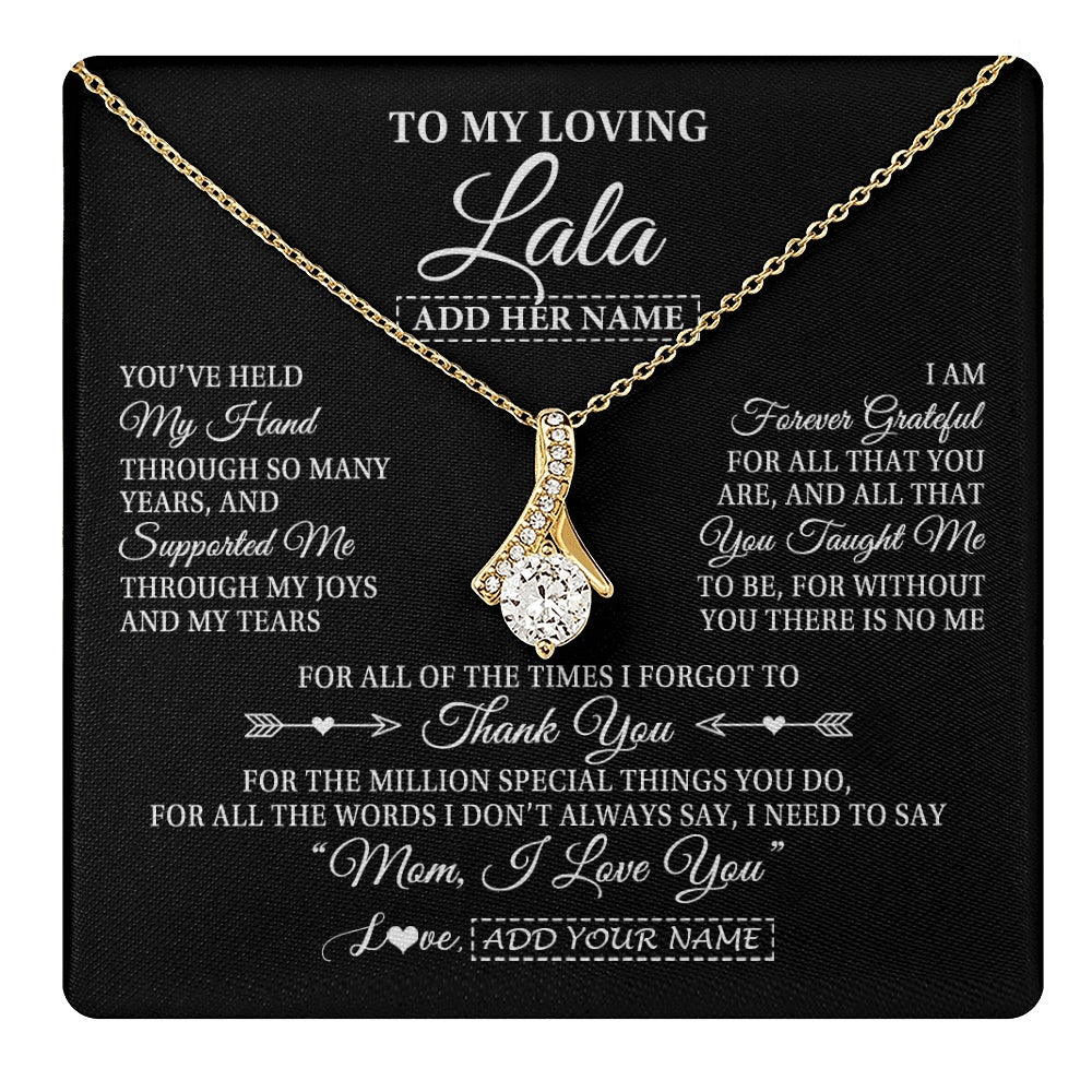 Personalized To My Loving Lala Necklace From Granddaughter You've Help My Hand Lala Gift From Grandson Lala Birthday Mothers Day Custom Gift Box Message Card