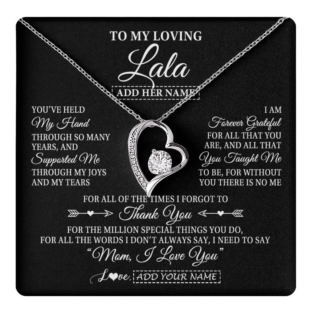 Personalized To My Loving Lala Necklace From Granddaughter You've Help My Hand Lala Gift From Grandson Lala Birthday Mothers Day Custom Gift Box Message Card