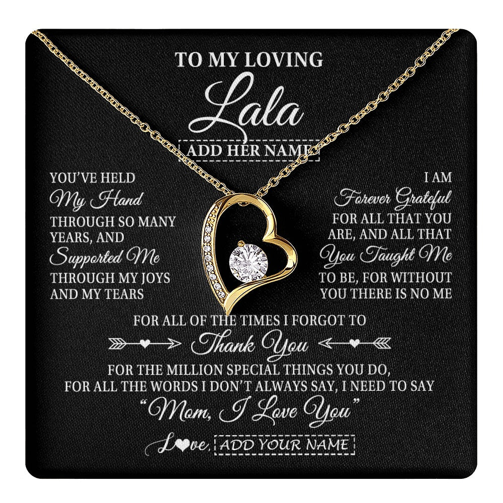 Personalized To My Loving Lala Necklace From Granddaughter You've Help My Hand Lala Gift From Grandson Lala Birthday Mothers Day Custom Gift Box Message Card